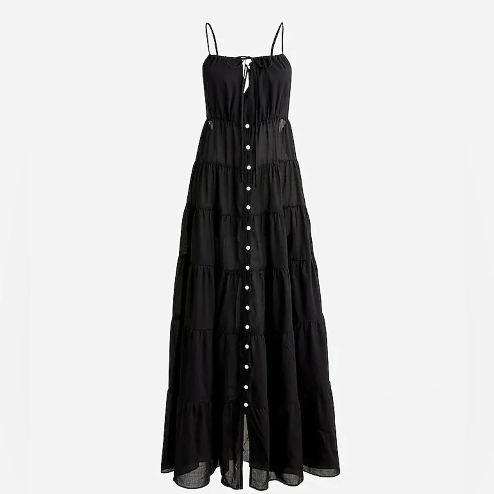 Elegant Black Maxi Dress Tiered cotton voile dress J. crew